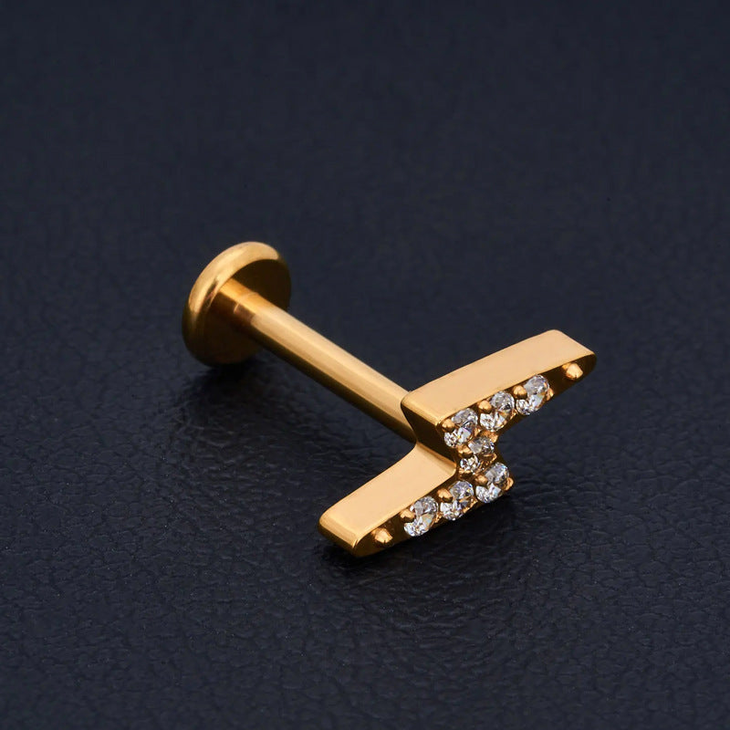 14K Gold Lightning Bolt Zircon Stud Earrings – Bold & Dainty