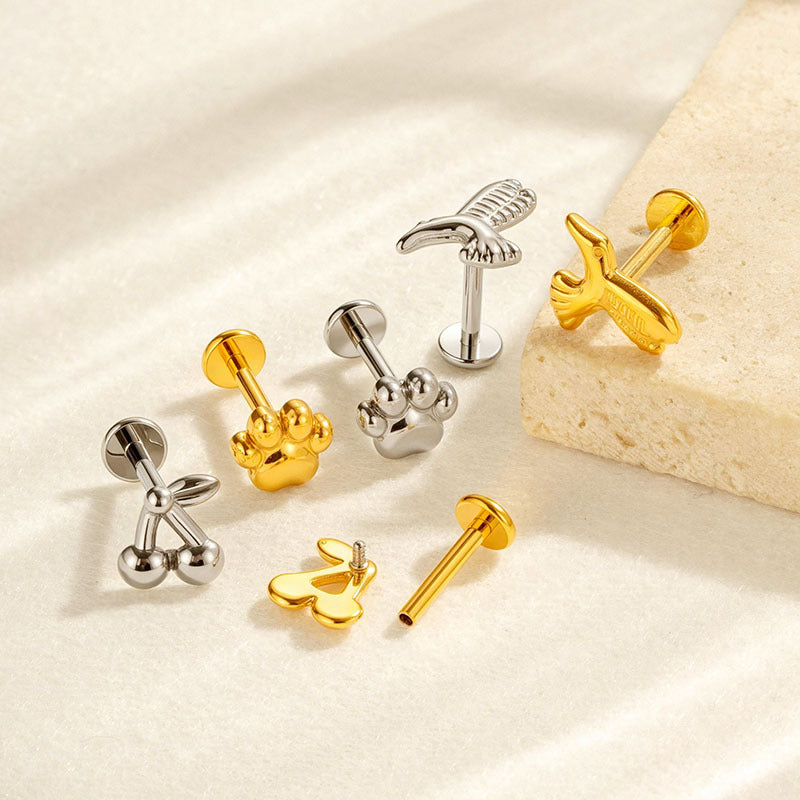 Pure Titanium Animal-Shaped Stud Earrings for Cartilage Piercing | G23/F136 Hypoallergenic