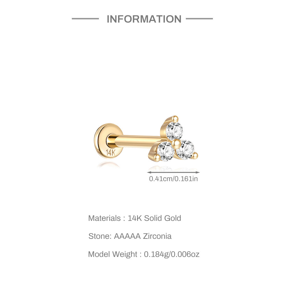 14K Gold Spherical Zircon Stud Earrings – Simple, Hypoallergenic & Everyday Shine