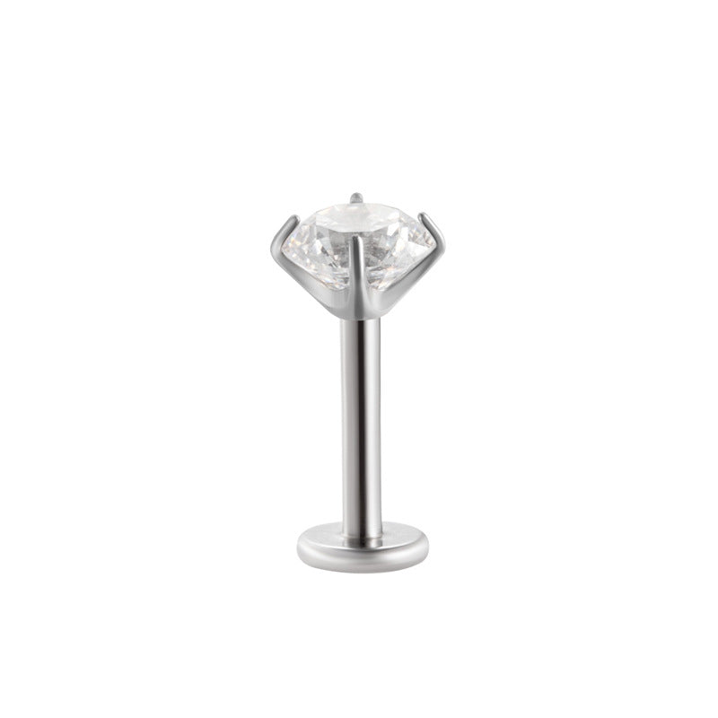 Minimalist Titanium Cartilage Barbell with Zircon – Hypoallergenic Piercing Jewelry