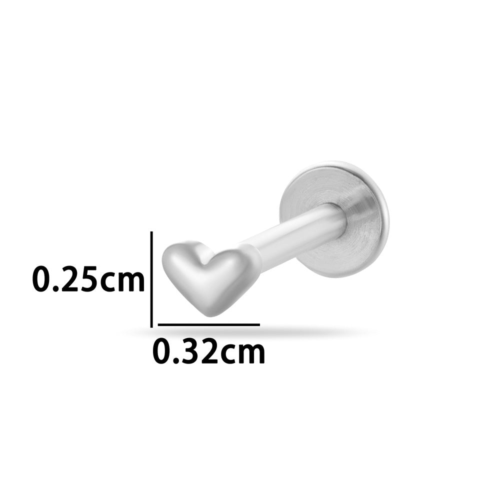 F136 Titanium Internally Threaded Cartilage Stud – Heart, Butterfly, Rocket, Bone, Smiley Face Designs | Hypoallergenic Piercing Jewelry