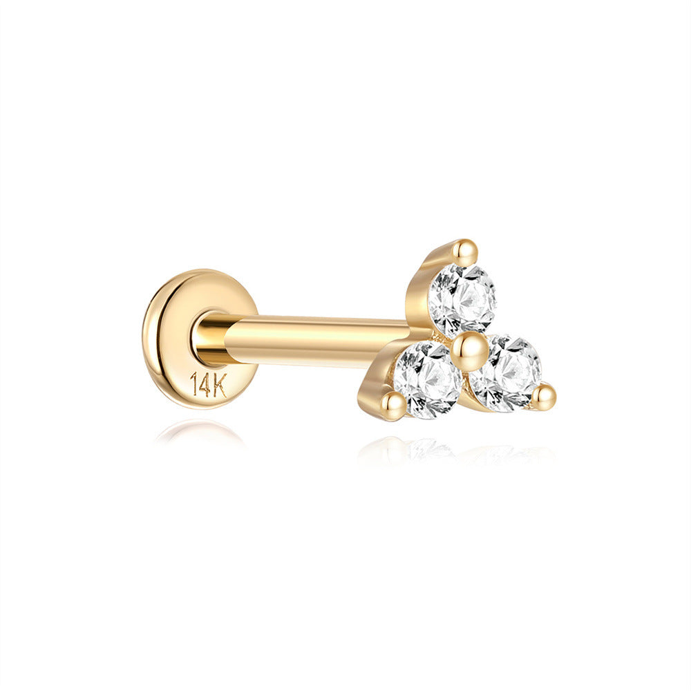 14K Gold Spherical Zircon Stud Earrings – Simple, Hypoallergenic & Everyday Shine
