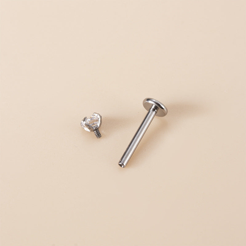 G23 Titanium Zircon Lip & Cartilage Piercing Jewelry | Internally Threaded Studs | Fashionable & Hypoallergenic