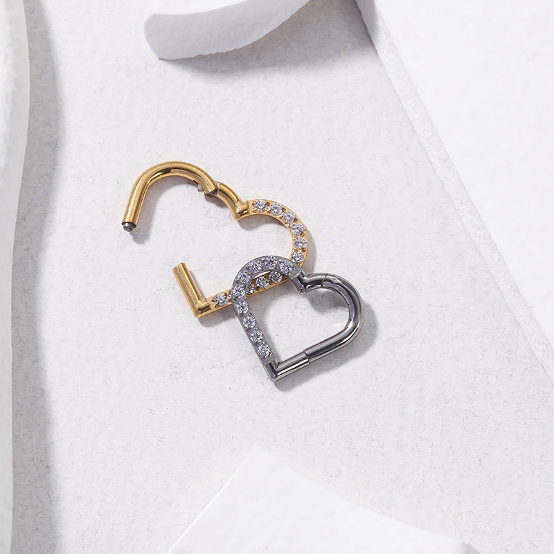 G23/F136 Titanium Zircon Heart Shaped Cartilage Hoop | Fashionable Ear Piercing Jewelry