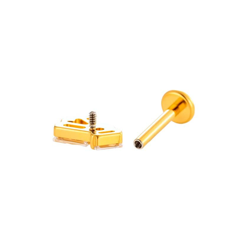 Titanium Screw‑In Flat‑Back Stud with Zircon – Hypoallergenic Piercing Jewelry