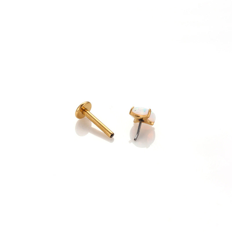 G23/F136 Titanium Opal Insertion Push Pin Cartilage Piercing | Fashionable & Hypoallergenic Jewelry