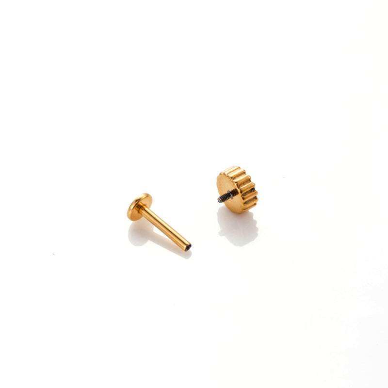 G23/F136 Titanium Crown Internal-Thread Labret & Cartilage Stud — 8 Designs | Gold & Silver
