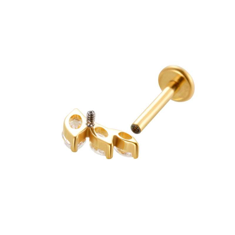 Titanium Internally Threaded CZ Flat Back Stud – Cartilage Piercing Jewelry for Helix, Tragus, and Conch