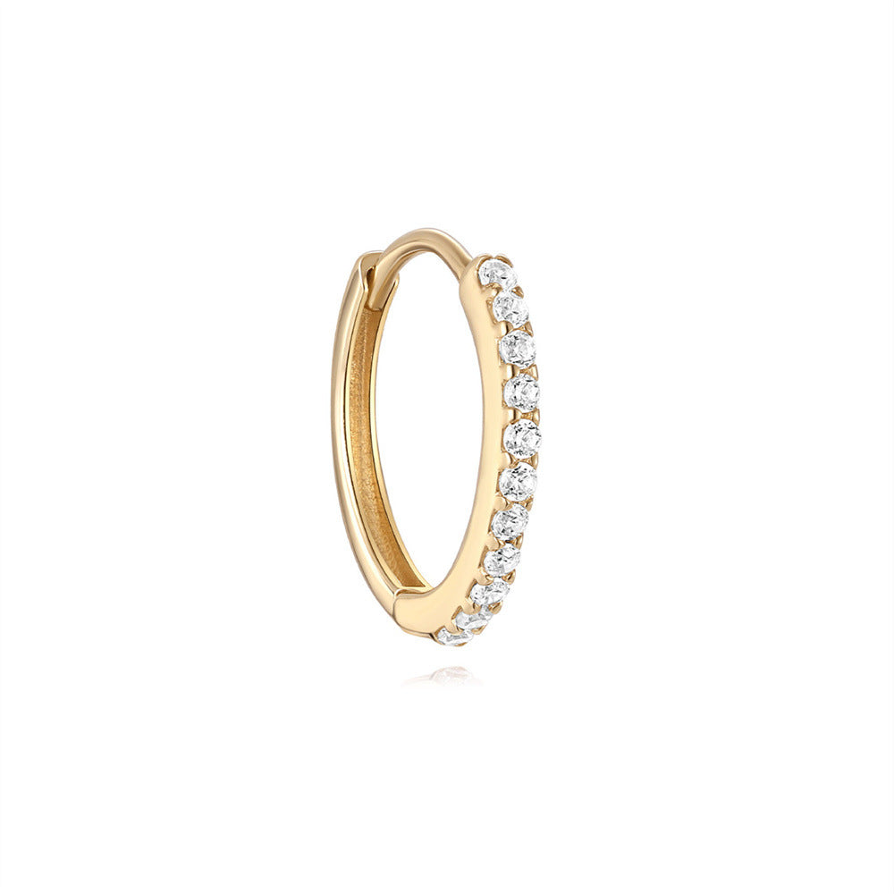 14K Gold Circle Zircon Stud Earring – Delicate Sparkle for Piercing Stacks