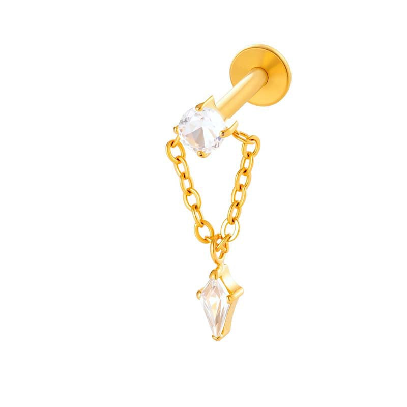 F136 Titanium Internally Threaded Dangling CZ Cartilage Stud – Hypoallergenic Piercing Jewelry