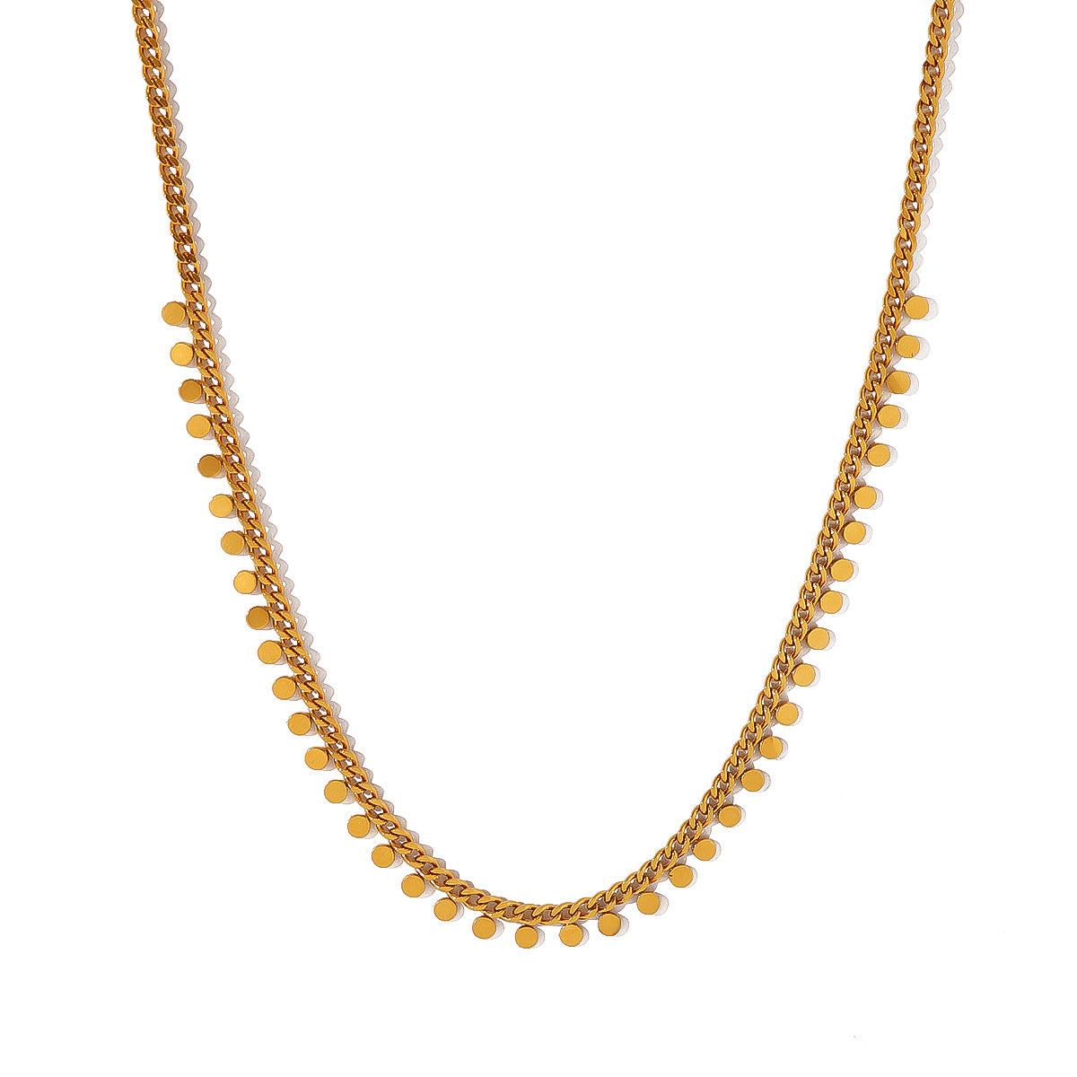 18K Gold Plated Titanium Steel Round Pendant Necklace | Elegant Fashion Jewelry
