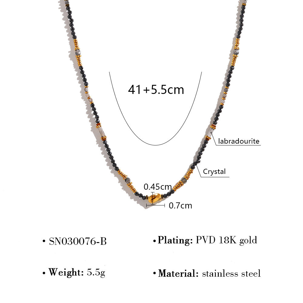 18K Gold Plated Titanium Steel Colored Bead Dopamine Necklace | Stylish Fashion Jewelry