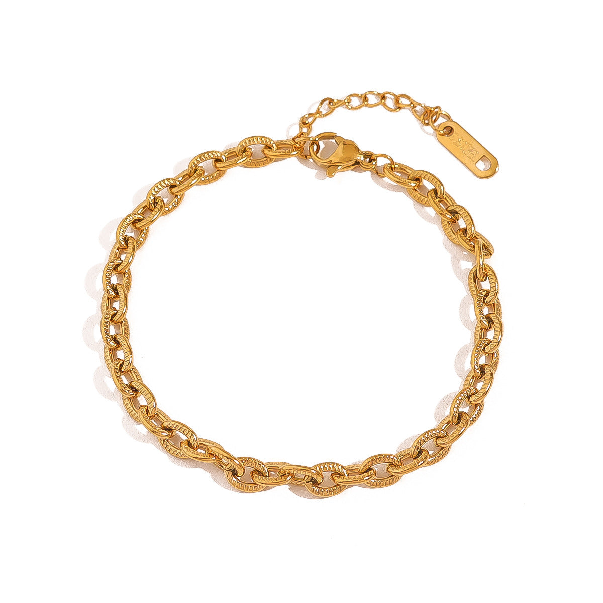 18K Gold Plated Stainless Steel Cross Chunky Chain Bracelet – High-End Fashion Statement Jewelry for Women