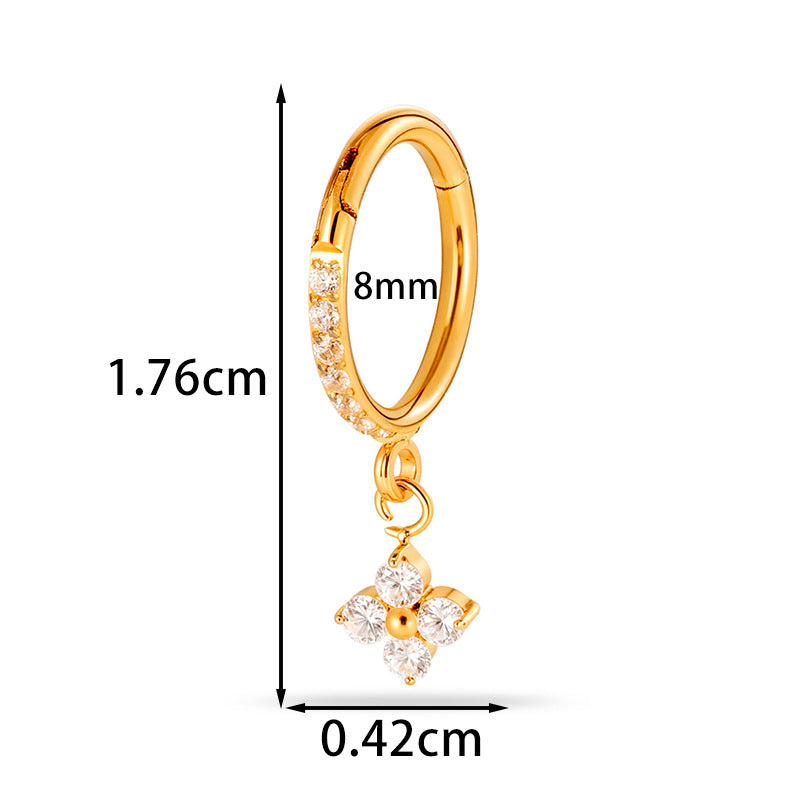 F136 Titanium Zircon Star & Moon Dangle Cartilage Piercing | Lip & Ear Jewelry | Hypoallergenic & Stylish