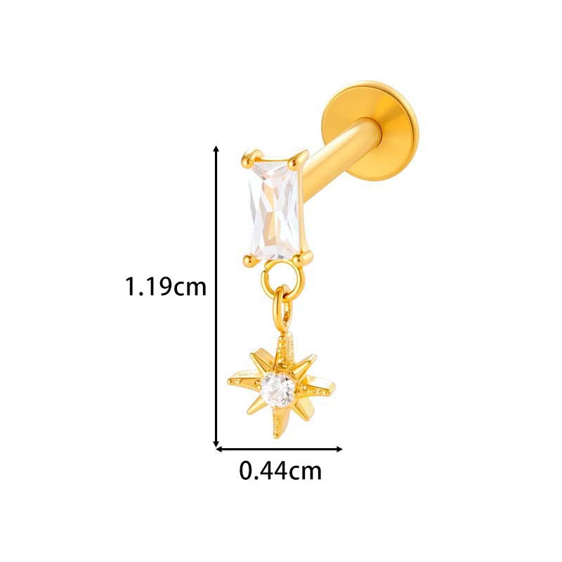 F136 Titanium Internally Threaded Dangling CZ Cartilage Stud – Hypoallergenic Piercing Jewelry