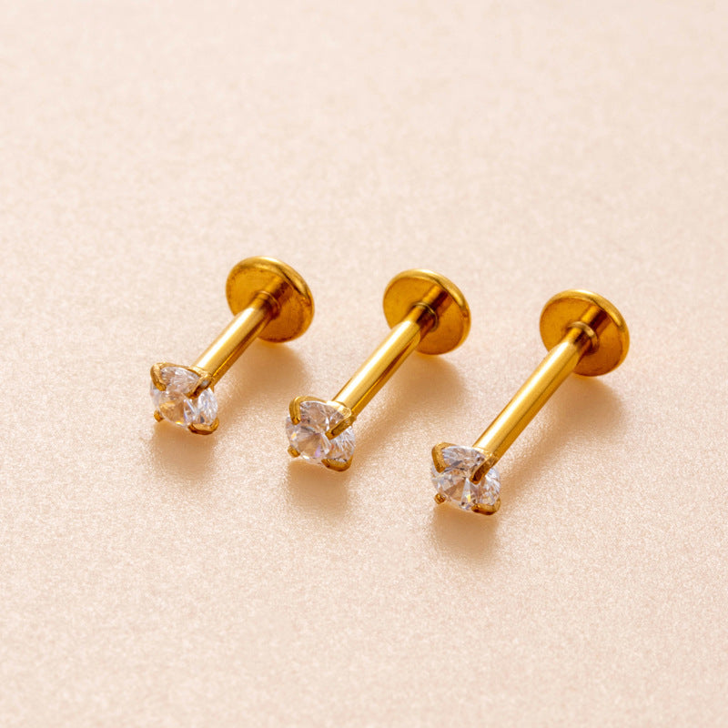 G23 Titanium Zircon Lip & Cartilage Piercing Jewelry | Internally Threaded Studs | Fashionable & Hypoallergenic