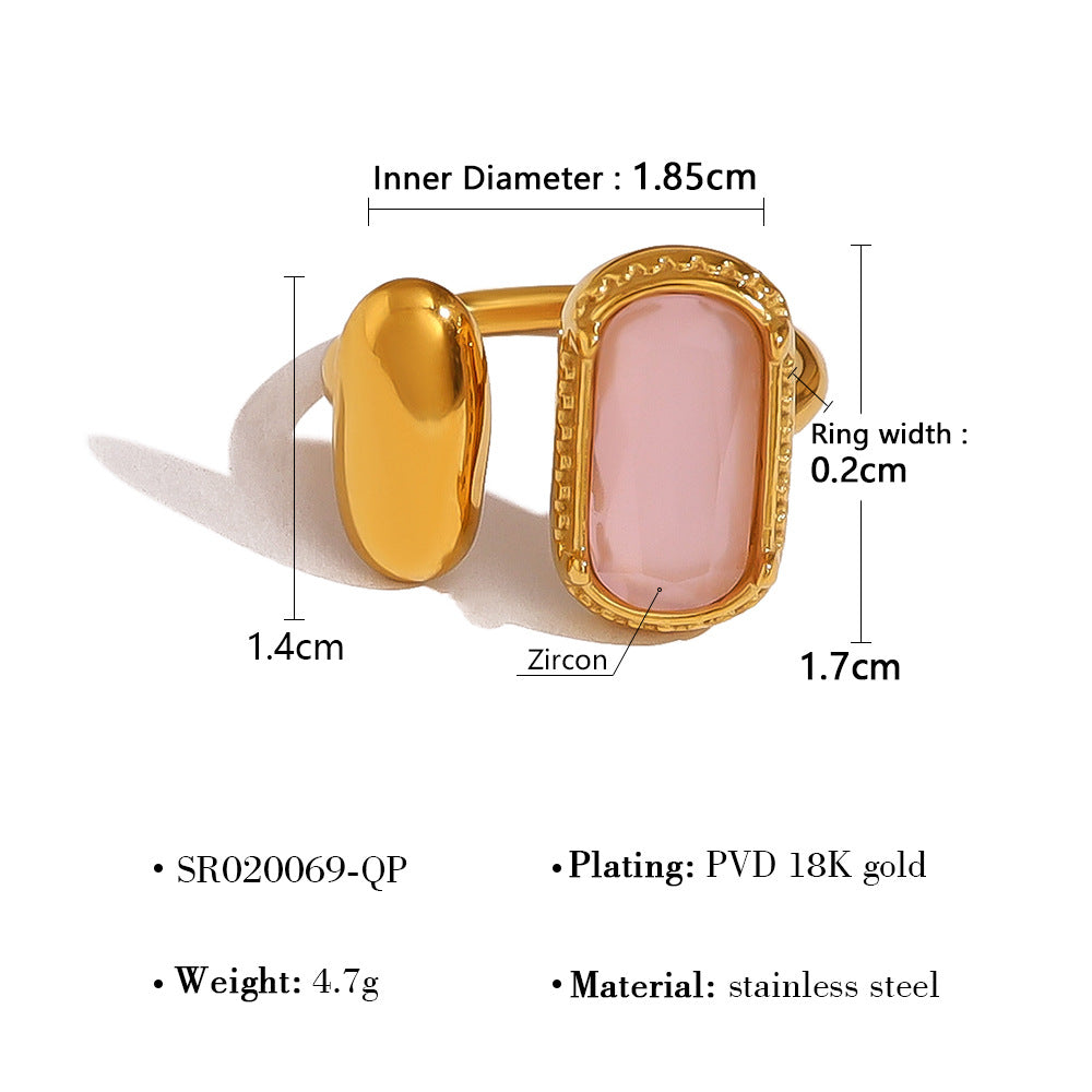 18K Gold Plated Stainless Steel Pink Zircon Jewelry — Bracelet / Ring / Pendant Necklace