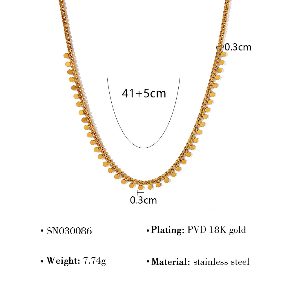 18K Gold Plated Titanium Steel Round Pendant Necklace | Elegant Fashion Jewelry