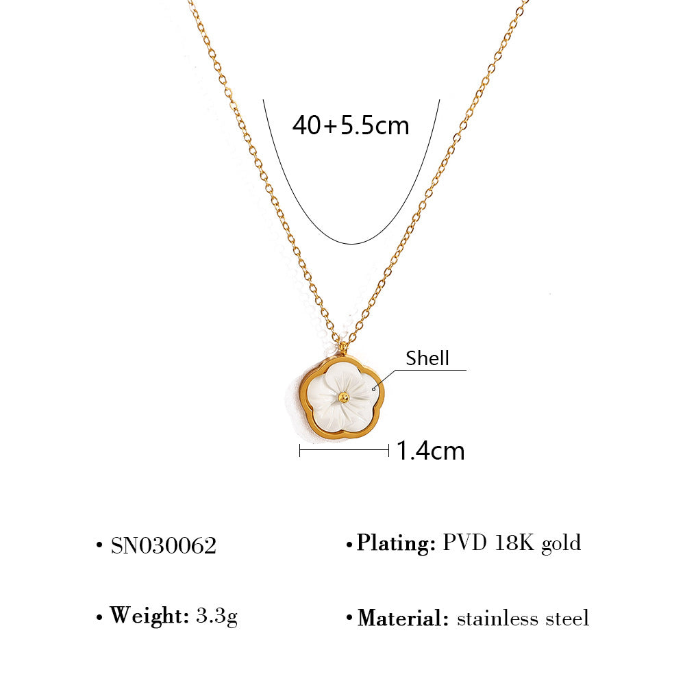 18K Gold Plated Titanium Steel Flower Pendant Necklace, Bracelet & Ring | Elegant Fashion Jewelry Set