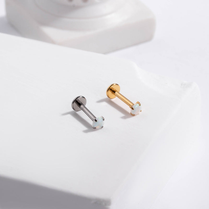 G23/F136 Titanium Opal Insertion Push Pin Cartilage Piercing | Fashionable & Hypoallergenic Jewelry