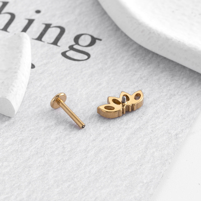 G23 Titanium Moon, Leaf & Flower CZ Studs for Cartilage Piercings | F136 Hypoallergenic Ear Bone Jewelry