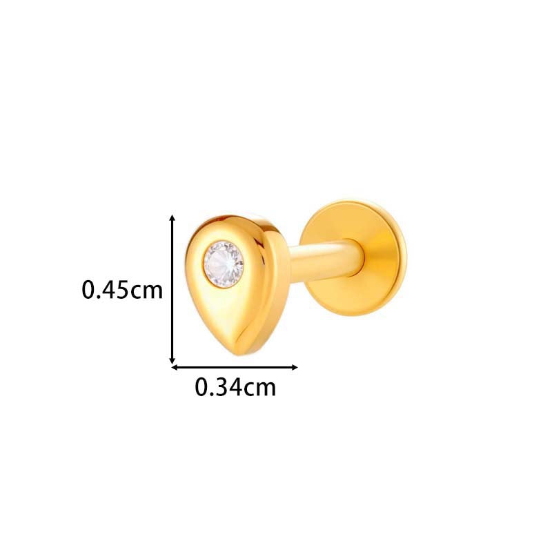 F136 Titanium Zirconia Chain Pendant Stud – Internally Threaded Flat-Back Cartilage Piercing Jewelry