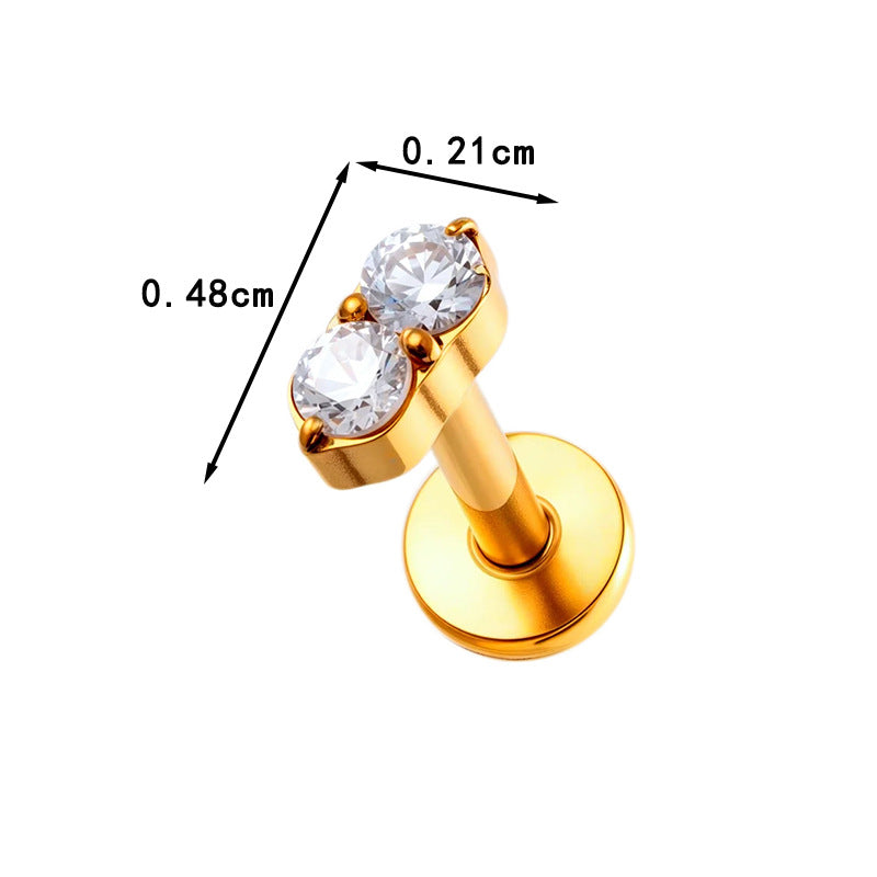 G23 Titanium Piercing with Zirconia - Flat Back Lip, Cartilage & Helix Stud | Push Pin Design