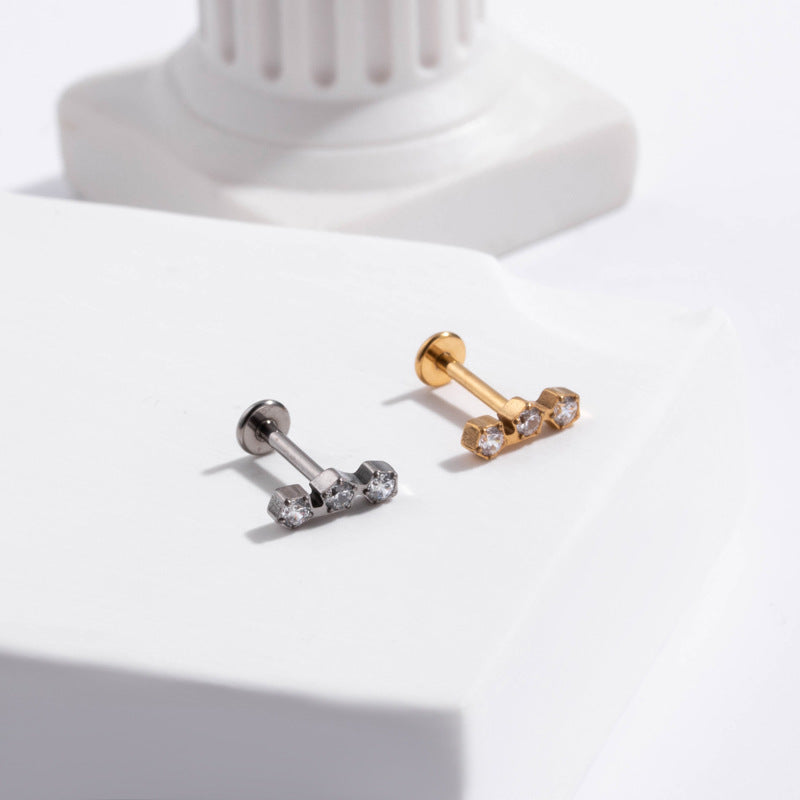 G23 Titanium Push Pin Labret Stud Hollow Flower Paw Design | Hypoallergenic Flat Back Cartilage Piercing Jewelry