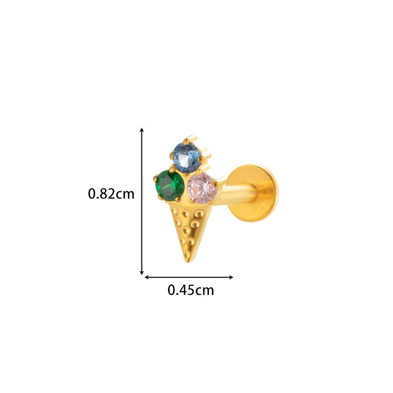 F136 Titanium Internally Threaded CZ Cartilage Stud Earrings – Flat Back Piercing Jewelry