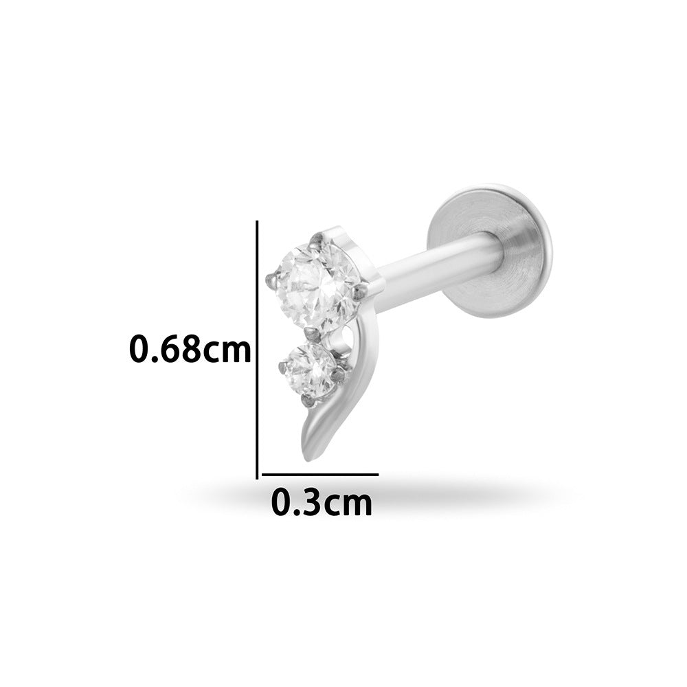 G23/F136 Titanium Internally Threaded CZ Flat-Back Cartilage Stud Earrings