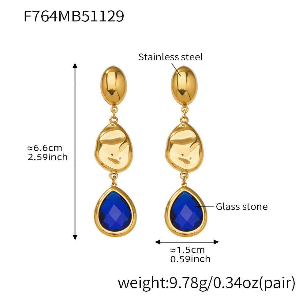 Sparkling Irregular Oval Glass Drop Earrings – Long Statement Waterdrop Jewelry for Women