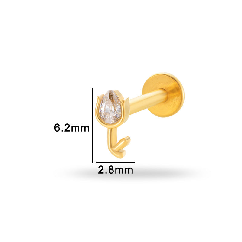 G23/F136 Titanium Internally Threaded Cartilage Stud – Luxury Lightweight Piercing Jewelry with CZ