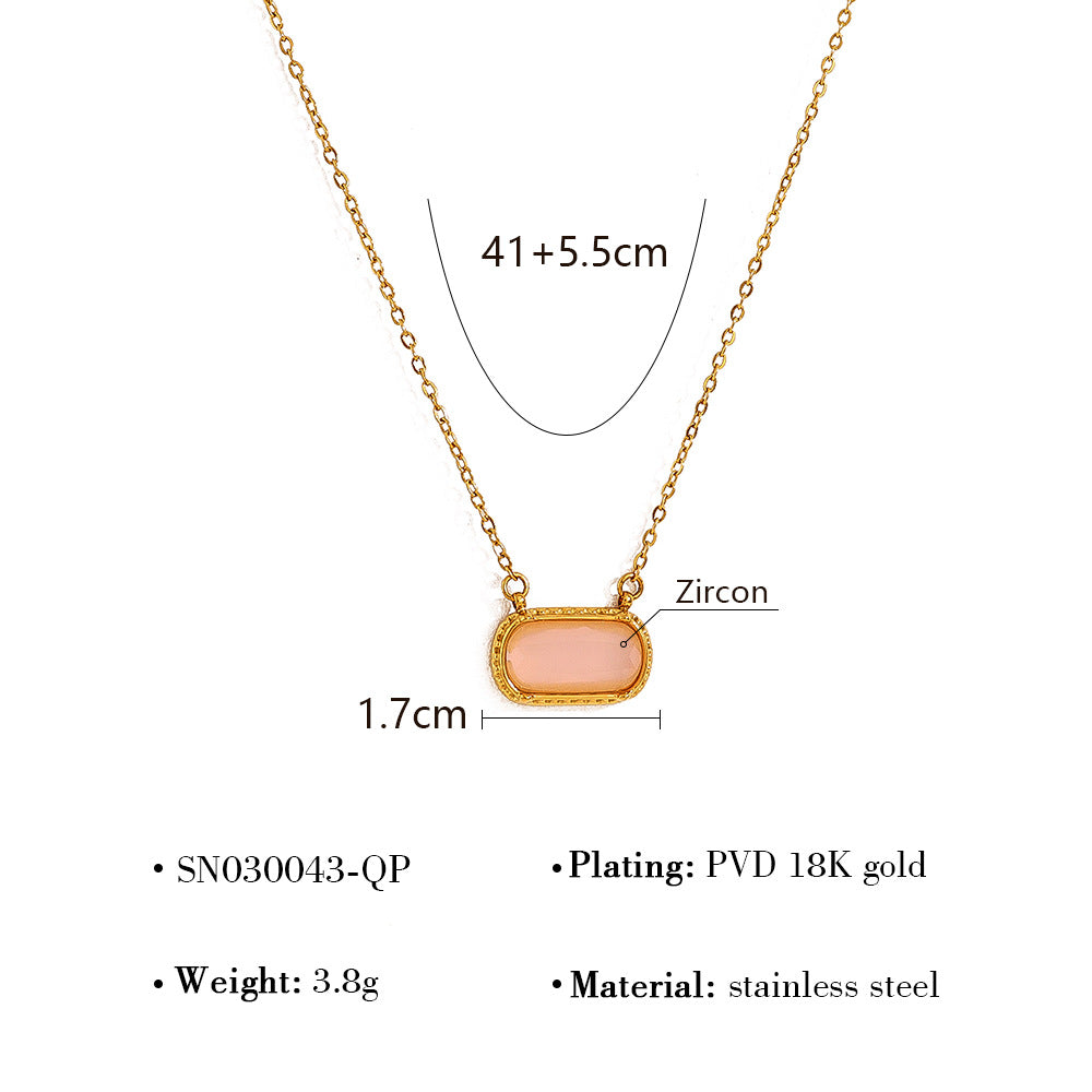 18K Gold Plated Stainless Steel Pink Zircon Jewelry — Bracelet / Ring / Pendant Necklace