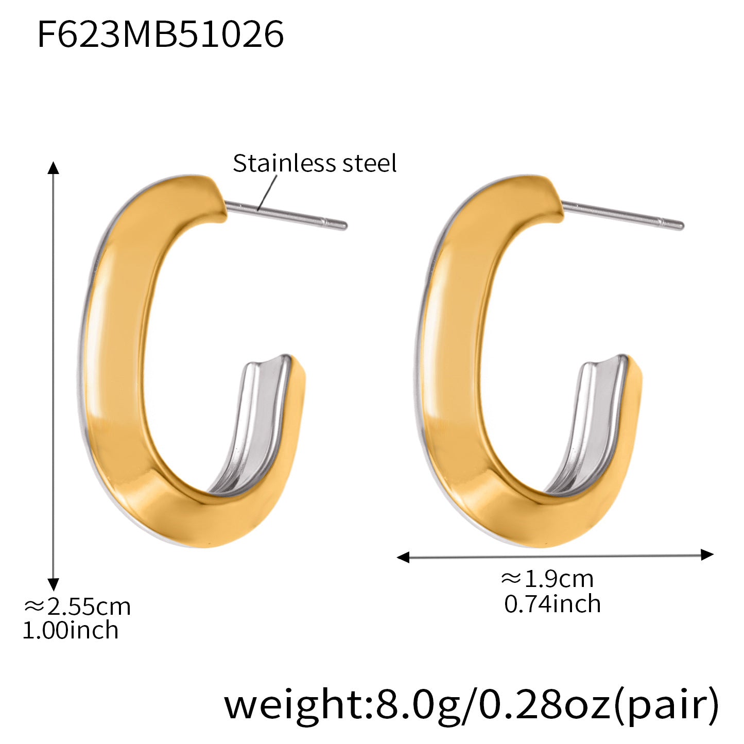 Stainless Steel Oval Hoop Earrings – Minimalist Polished Metal Huggie Earrings for Women, Fashion Statement Jewelry