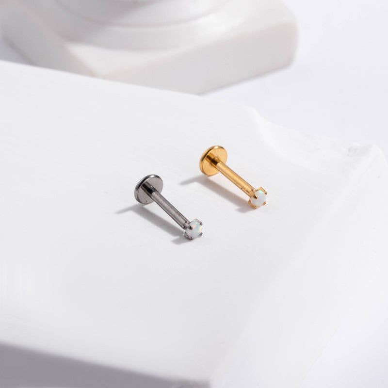 G23/F136 Titanium Opal Insertion Push Pin Cartilage Piercing | Fashionable & Hypoallergenic Jewelry