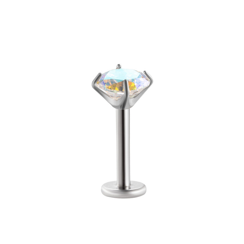 Minimalist Titanium Cartilage Barbell with Zircon – Hypoallergenic Piercing Jewelry