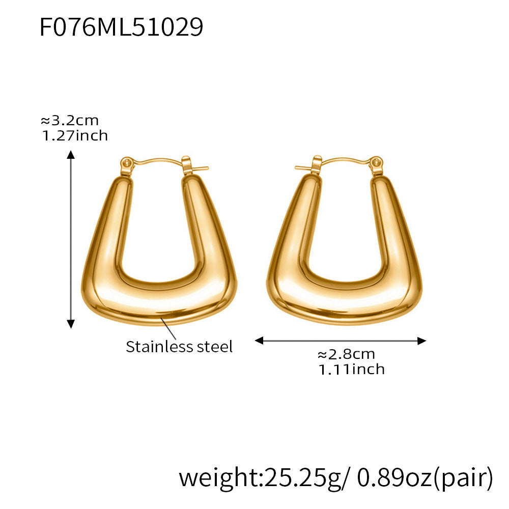 Geometric U-Shaped Stainless Steel Hoop Earrings Set | Modern Minimalist Fashion Jewelry