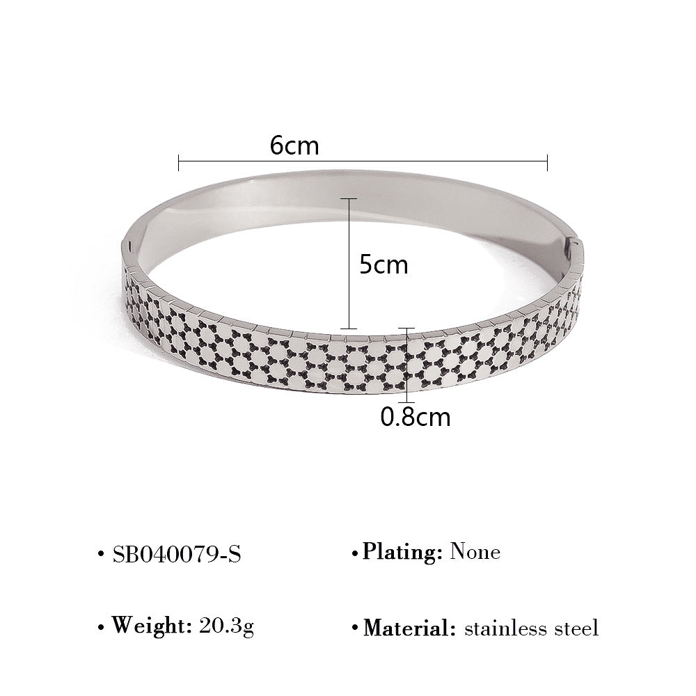 18K Gold Plated Titanium Steel Geometric Hollow Bangle Simple Fashion Bracelet Jewelry