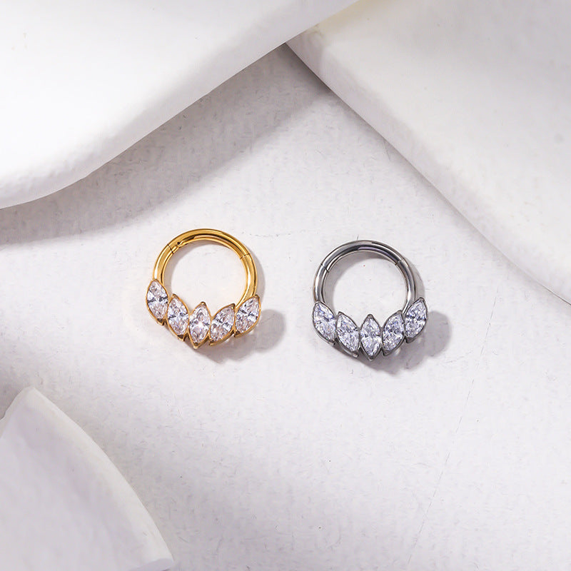 G23/F136 Titanium Zircon Piercing Hoop | 16G x 8mm, Hypoallergenic Closed Hoop for Nose & Ear Cartilage