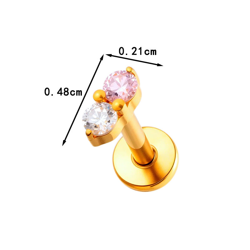 G23 Titanium Piercing with Zirconia - Flat Back Lip, Cartilage & Helix Stud | Push Pin Design