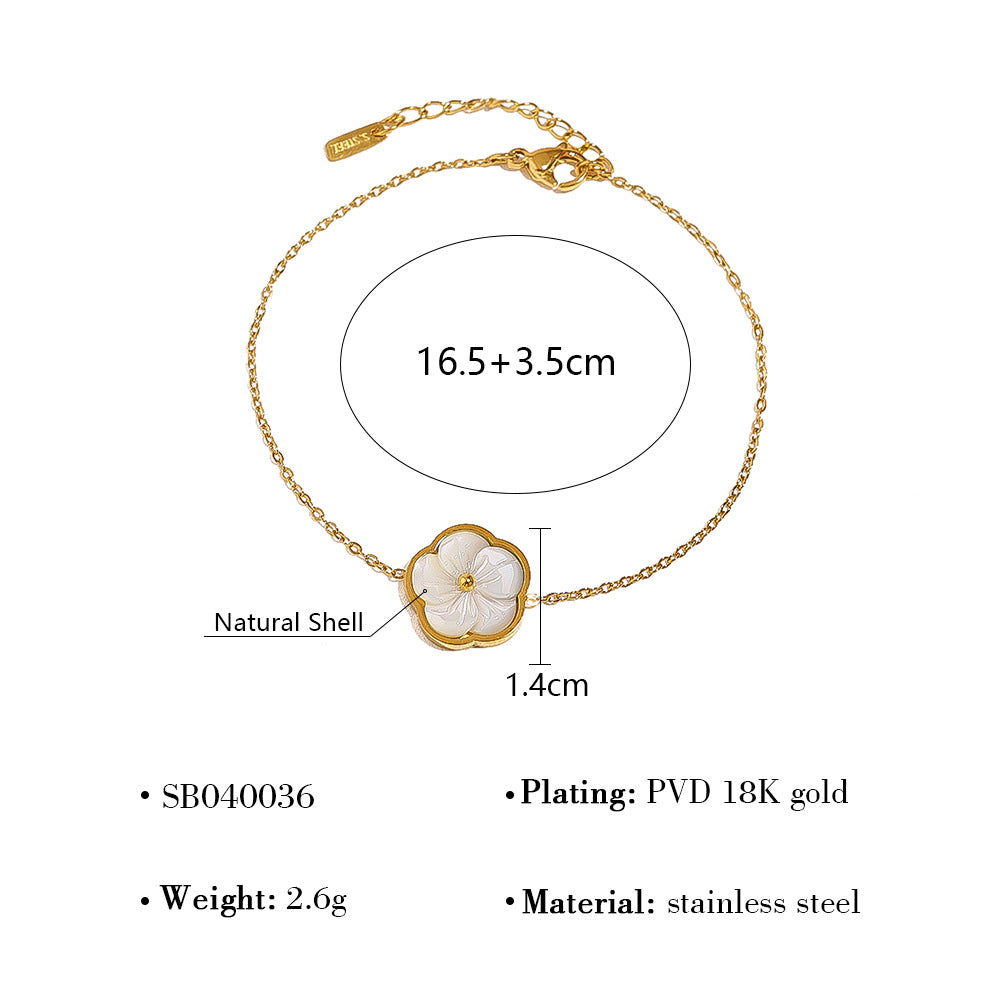 18K Gold Plated Titanium Steel Flower Pendant Necklace, Bracelet & Ring | Elegant Fashion Jewelry Set