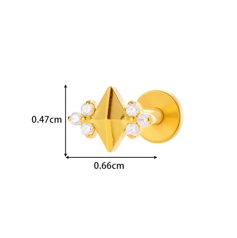 Titanium Screw‑In Flat‑Back Stud with Zircon – Hypoallergenic Piercing Jewelry