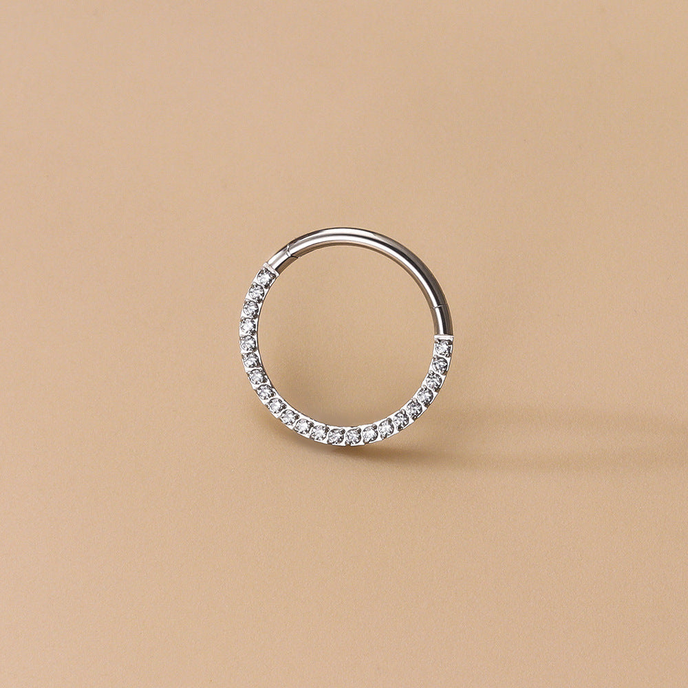 Implant Grade ASTM F136 Titanium CZ Hinged Segment Ring Nose Hoop Ear Cartilage Clicker Piercing Jewelry 16G