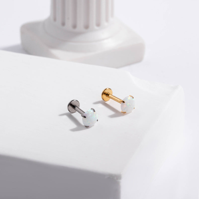 G23/F136 Titanium Opal Insertion Push Pin Cartilage Piercing | Fashionable & Hypoallergenic Jewelry