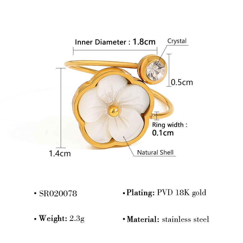 18K Gold Plated Titanium Steel Flower Pendant Necklace, Bracelet & Ring | Elegant Fashion Jewelry Set