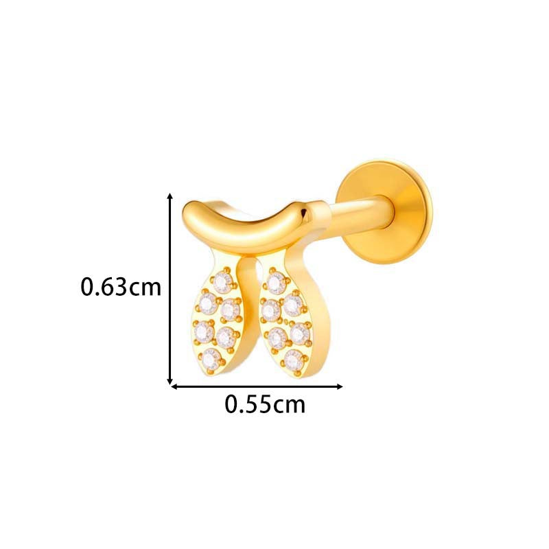 F136 Titanium Zirconia Chain Pendant Stud – Internally Threaded Flat-Back Cartilage Piercing Jewelry