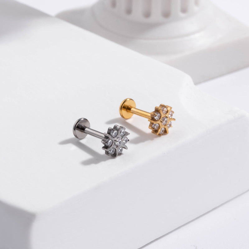 G23/F136 Titanium Crown Internal-Thread Labret & Cartilage Stud — 8 Designs | Gold & Silver