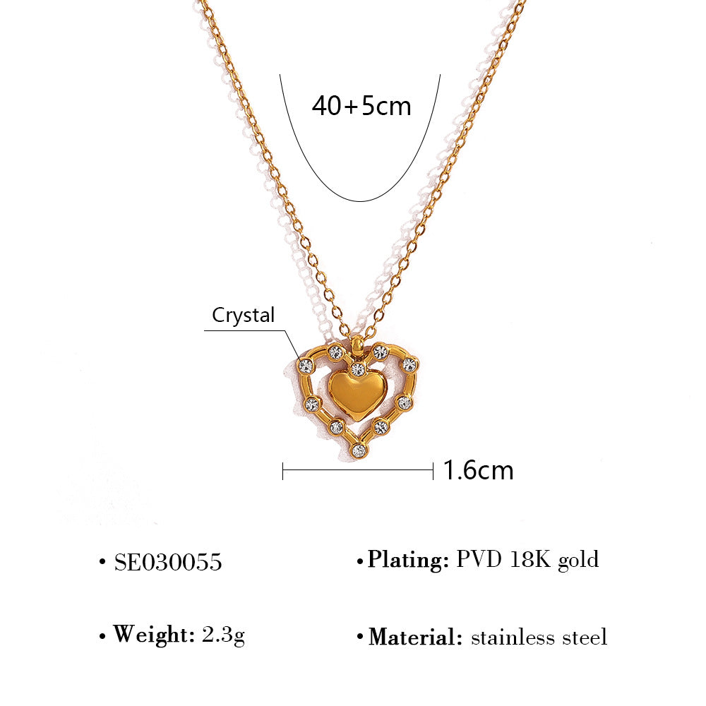 18K Gold Plated Stainless Steel Crystal Pendant Necklace | Heart, Star, Tree of Life & Leaf Designs | Elegant Gift Jewelry for Women