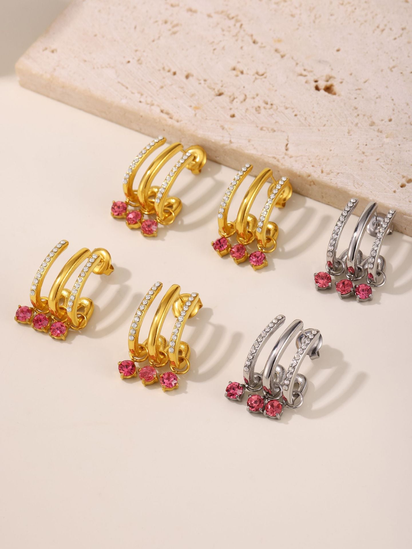 Tassel Zircon Earrings – Elegant Stainless Steel Dangle Earrings for Women