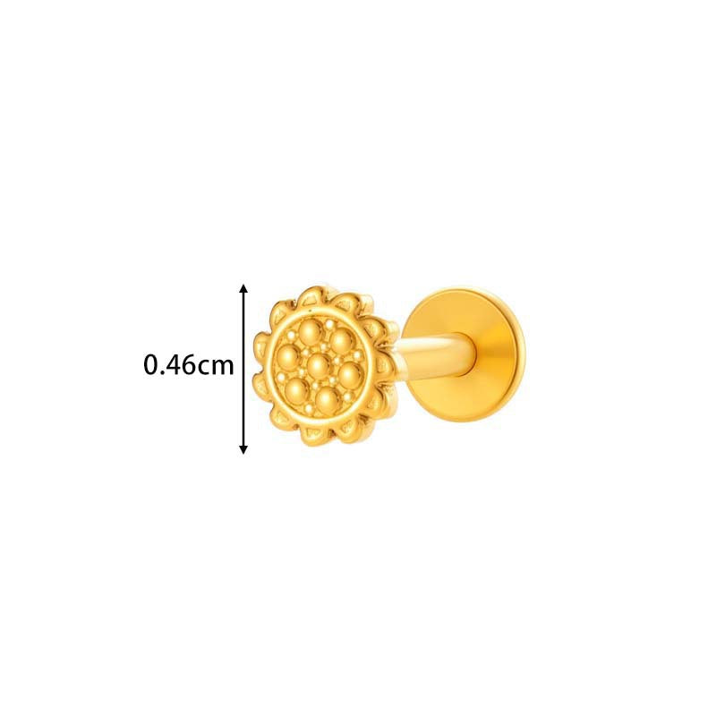 Titanium Screw‑In Flat‑Back Stud with Zircon – Hypoallergenic Piercing Jewelry